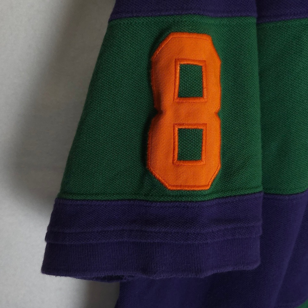 Tommy Hilfiger Rugby Polo Shirt Men's XL Slim Fit Green Purple Big Crest Logo - Picture 4 of 15